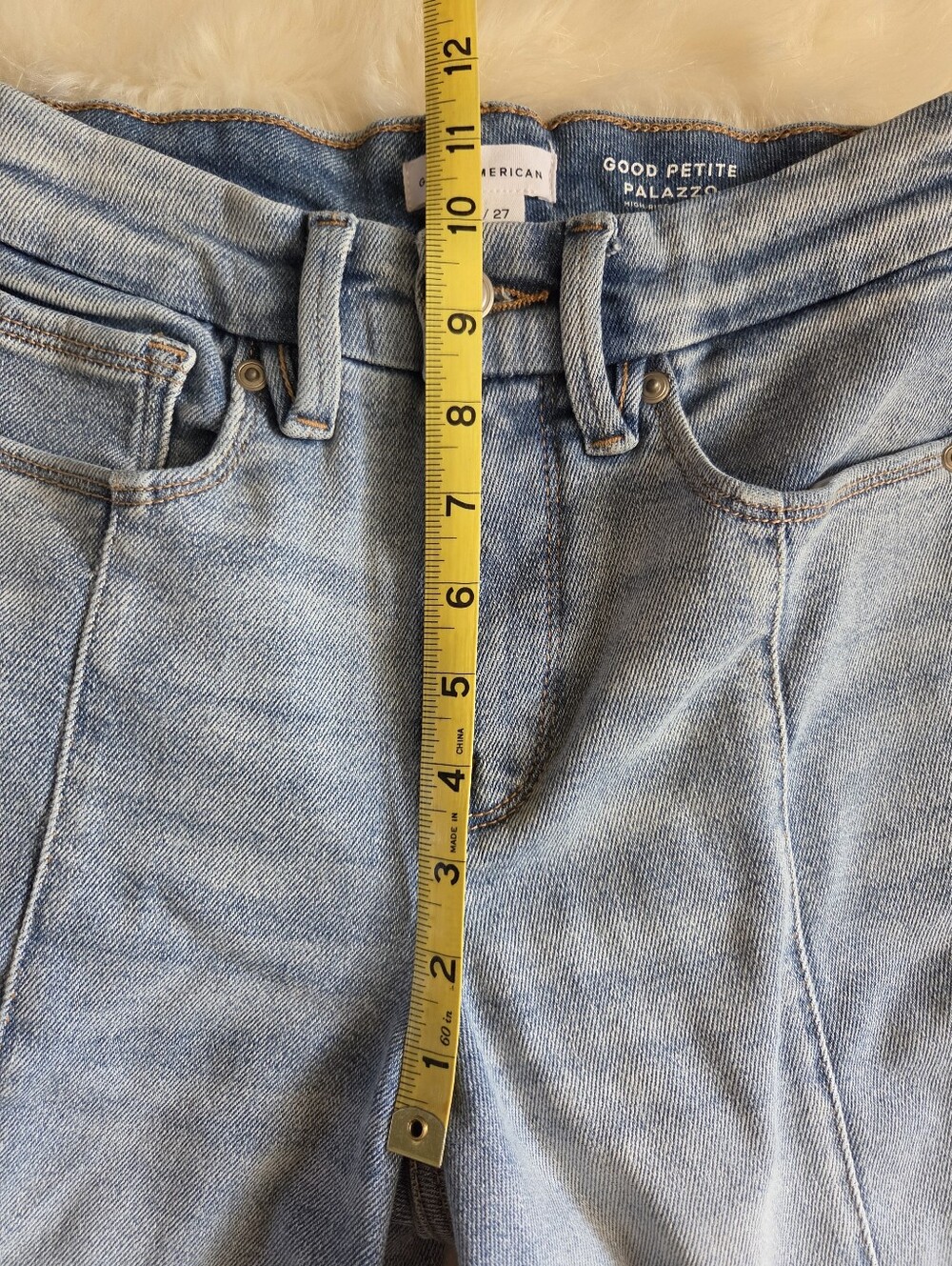 Good American Good Petite Palazzo Jeans Size 27 SHORT - HEMMED - CROPPED - Picture 13 of 15